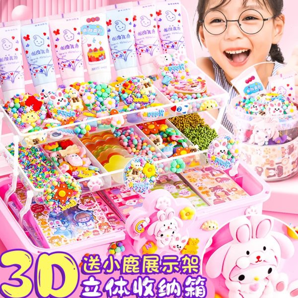 手账咕套装女卡古贴画工具DIY收纳盒盘配孩奶油三层儿童大随卡片