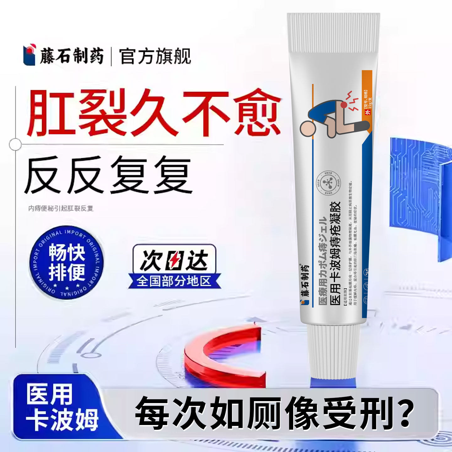 藤石制药肛裂肛舒凝胶宁可搭生长因子肛门肛周皲裂愈合膏坐浴用NP