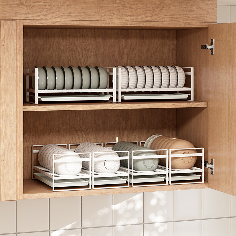 御仕家单层碗盘收纳放碗碟橱柜碗架小型柜内置物架厨房水槽沥水篮