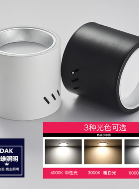 东雄led 明装筒灯4寸5寸6寸8寸服装店铺黑色圆形吸顶式免开孔孔灯