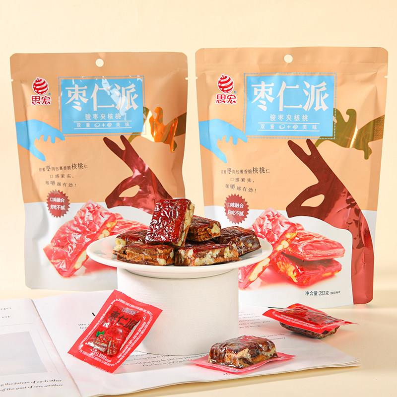 现货思宏枣仁派红枣袋装独立包装特产252g核桃仁小包装零食小吃食
