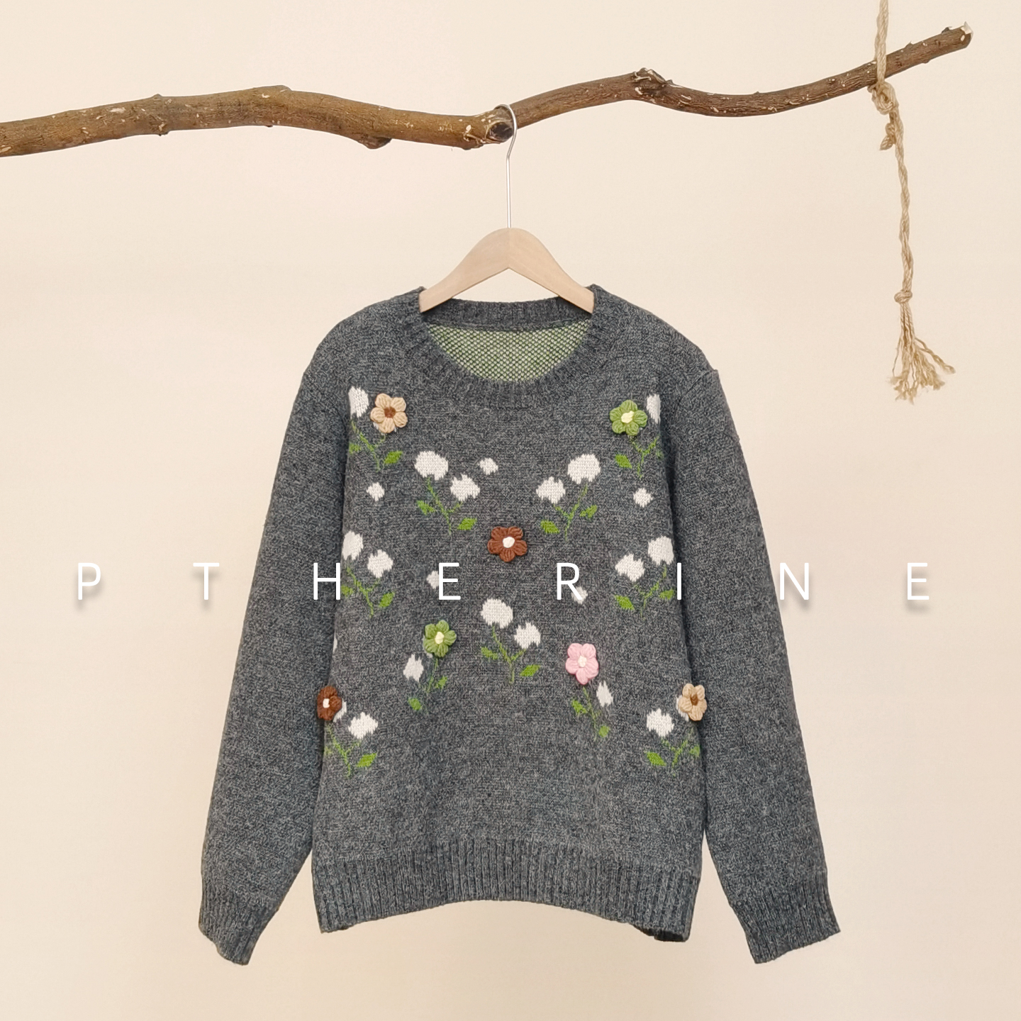 普瑟琳/PTHERINE 可外穿内搭慵懒高级感织花高品质休闲毛衣秋冬女