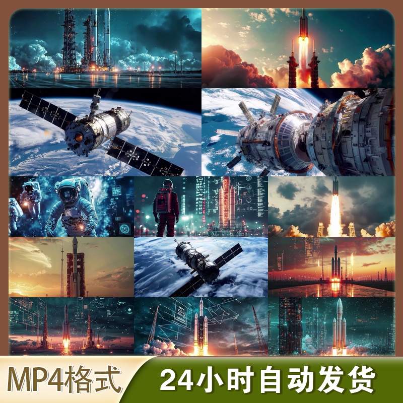 4K高清视频素材中国航天火箭发射航拍载人飞船太空探索宣传片素材
