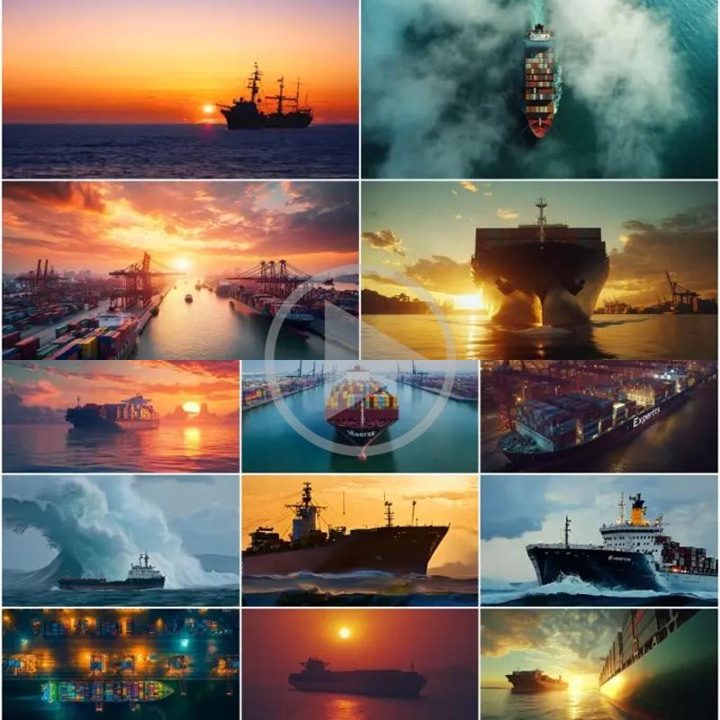 4K高清视频素材国际海运集装箱货运港口远洋贸易船运输宣传片素材