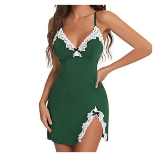 Slit Sizee Sexy Lingerie Plus Bow Deep Gathered Side