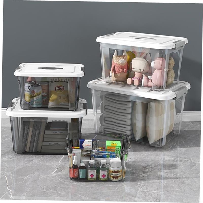 Large Transparent plastic storage box front open Toy cl.othe