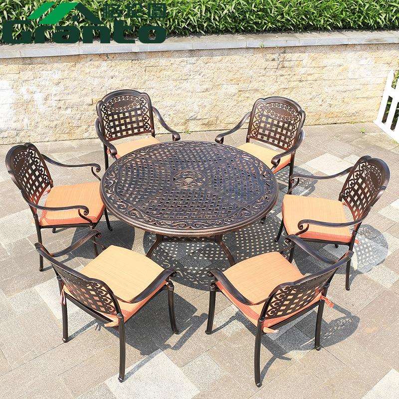 户外休闲桌椅庭院中式铸铝餐台阳台露台露天室外花园铁艺茶几家具