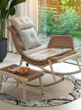 户外摇摇椅躺椅成人家用客厅懒人沙发椅阳台单人藤椅庭院复古摇椅