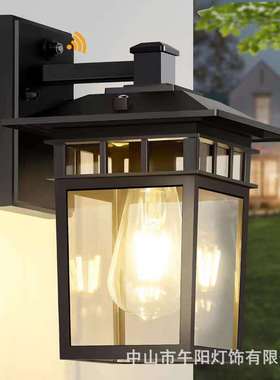 光控感应户外壁灯室外防水阳台轻奢庭院灯中式别墅简约大门外墙灯