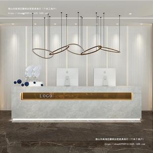简约现代店铺收银台前台接待台商铺服装店小型办公接待区烤漆吧台