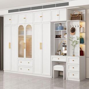 法式奶油风实木衣柜家用卧室现代简约带梳妆台组合加厚环保大衣橱