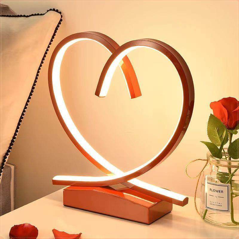 结婚台灯婚房床头陪嫁闺蜜新婚红色喜庆长命灯爱心台灯心型灯