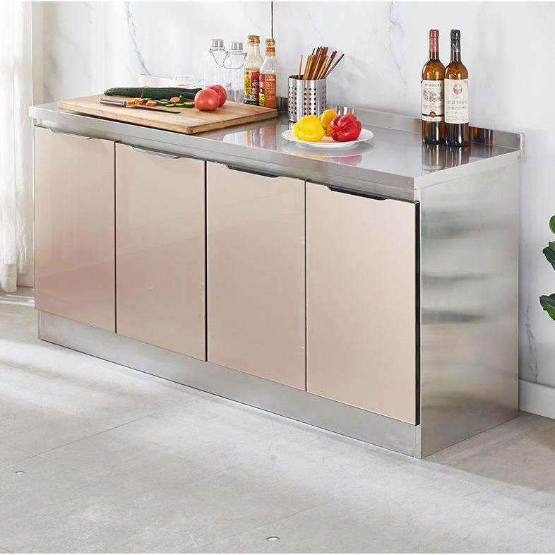 不锈钢厨房橱柜组合柜一体灶台柜整体厨柜餐边柜农村简易储物柜子