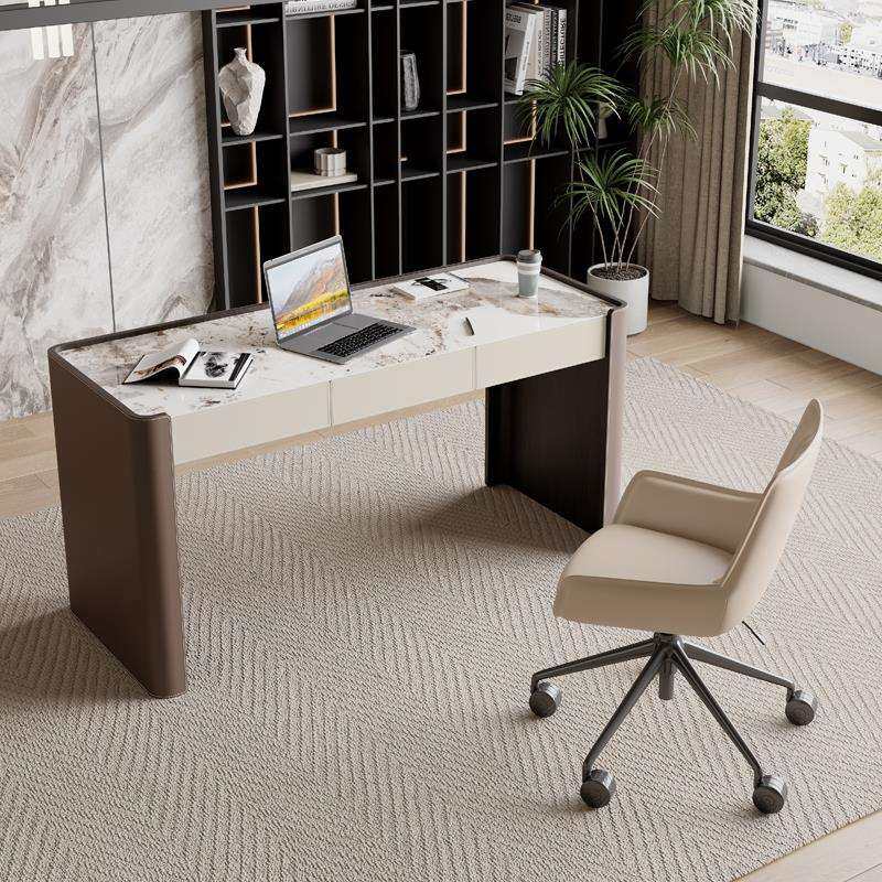 意式极简岩板书桌轻奢家用书房办公桌现代简约小户型写字台电脑桌