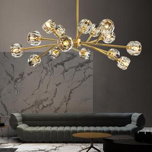 全铜客厅吊灯2024新款水晶灯饰魔豆分子灯简约现代卧室餐厅灯具