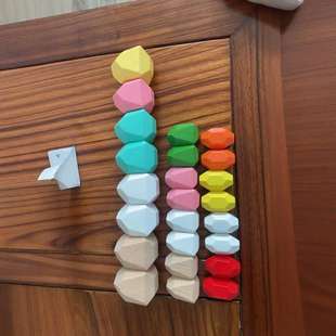 新品木制彩色榉木石头叠叠乐热销幼儿童益智思维创意拼搭积木玩具