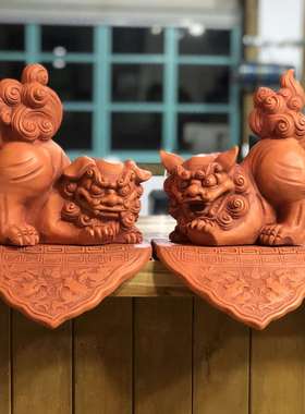 直销石敢当对狮树脂摆件屋顶瓦狮仿石文创旅游景区工艺纪念品