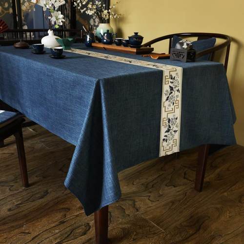 新中式茶席茶台桌布布艺茶几布长方形会议书法台布古风防水茶桌布