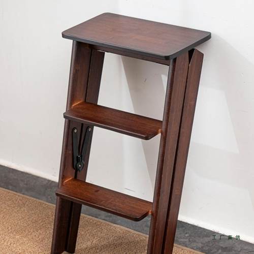 实木折叠梯凳家用多功能台阶脚踏二三步登高梯室内客厅两用楼梯椅