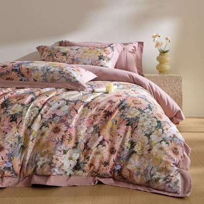 高端美式数码印花100支长绒棉四件套全棉贡缎高级感被套床单田园4