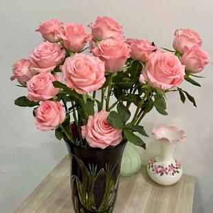 40枝粉色戴安娜影星玫瑰玫瑰鲜花花束云南基地直发鲜切花真花