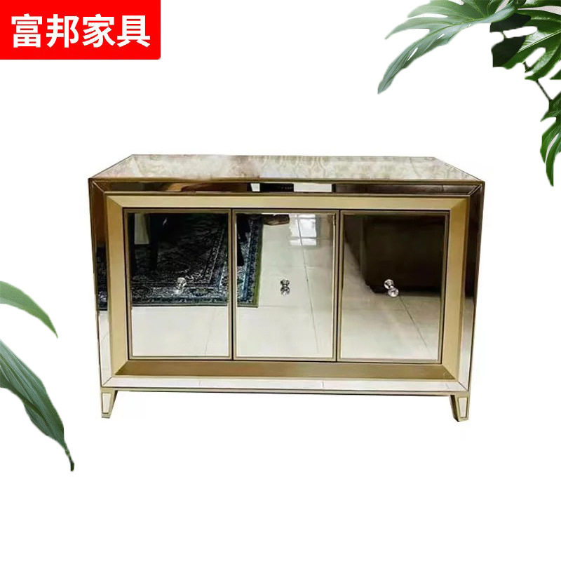 欧式轻奢镜面多功能餐边玄关柜