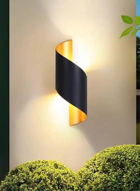 螺旋壁灯户外壁灯led上下发光欧式轻奢防水花园别墅庭院墙壁灯