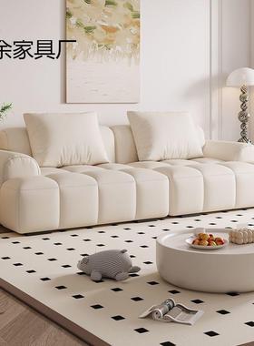 奶油风泡芙沙发客厅小户型法式简约出租屋公寓猫抓皮棉麻布艺沙发