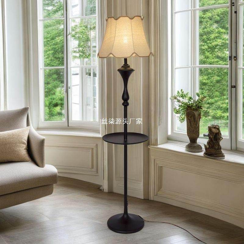 美式复古茶几落地灯沙发客厅卧室书房圆桌置物立式中古护眼氛围灯