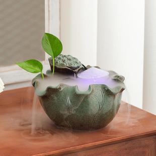 小型水车流水摆件循环水景风水轮喷泉办公室装饰桌面招财水系景观