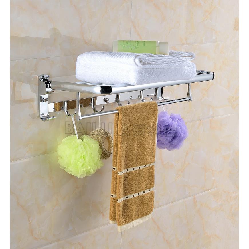 不锈钢折叠浴巾架围边加厚加重带钩不散架毛巾架现货供应