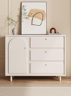 奶油风实木斗柜卧室收纳储物柜客厅五斗柜置物床尾柜复古柜抽屉柜