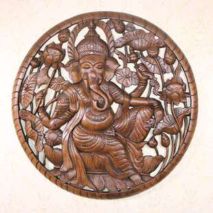 泰国木雕花板东南亚大象玄关壁挂东南亚家居墙上复古装饰品挂件