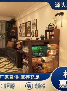 全实木吧台桌柜子家用客厅可移动伸缩餐边柜小户型隔断日式岛台