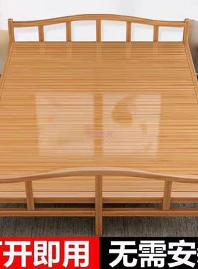 竹床折叠床单人双人家用午休凉床成人出租房屋简易硬板木床竹板床