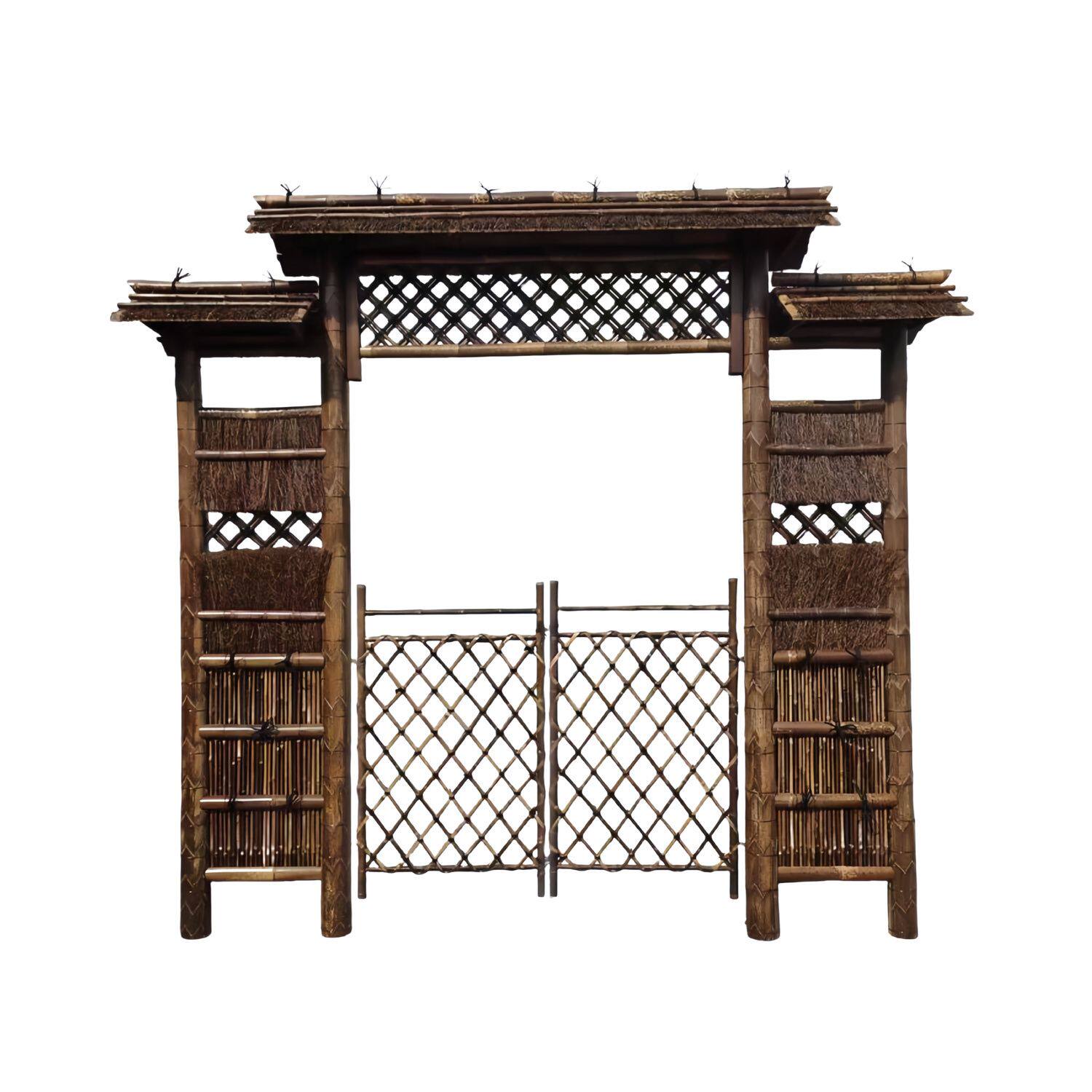 竹篱笆庭院护栏竹排竹子竹楼户外民宿装饰防腐竹门楼花园门竹屏风