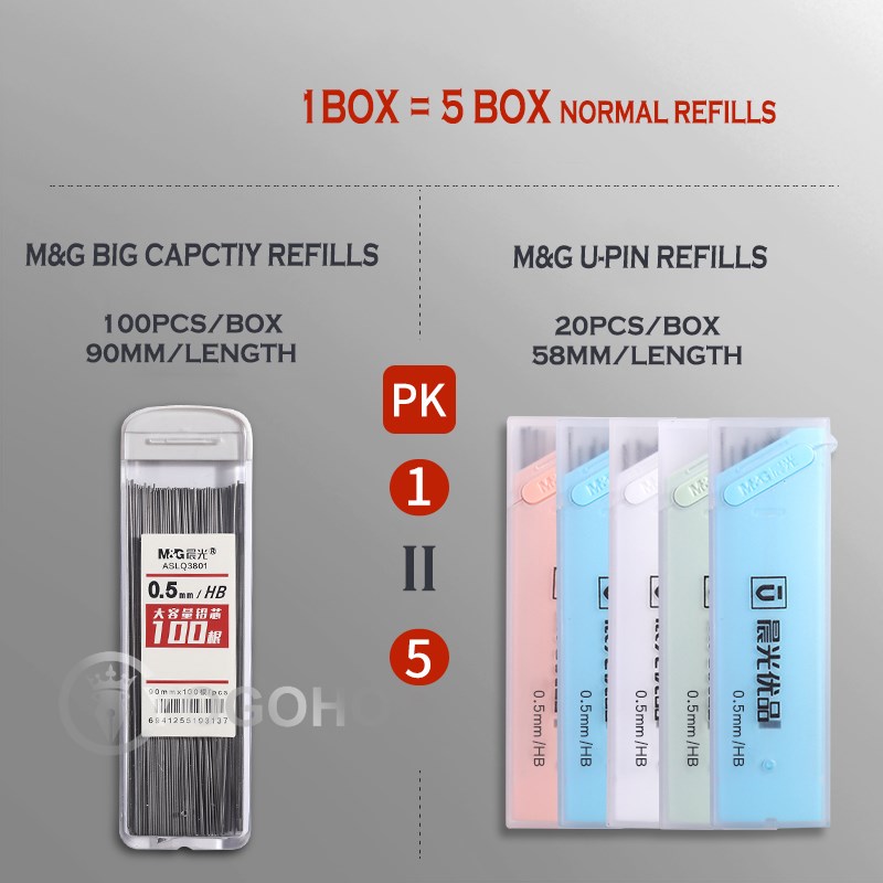 100Pcs Pencil Leads 2B/HB 0.5mm 0.7mm Graphite LeJad Mechani
