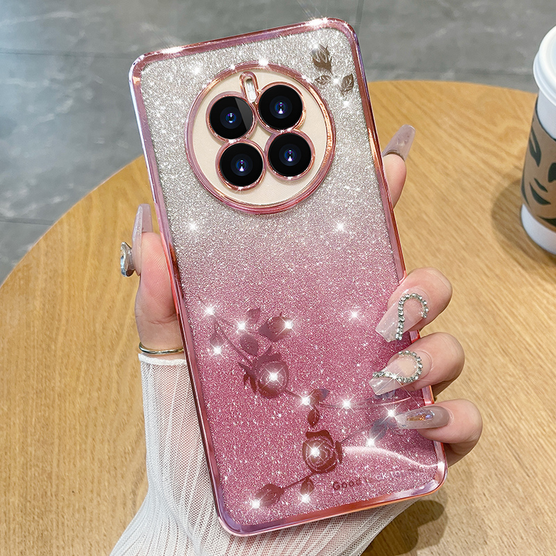 渐变闪粉玫瑰花华为mate50