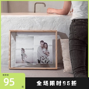 透明a4實(shí)木亞克力照片打印婚紗照相框K擺臺畫框情侶掛墻雙面玻璃