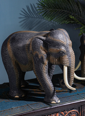 异丽泰国木雕大象东南亚特色工艺品客厅电视柜泰式装饰品