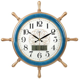 康巴丝钟表船舵挂钟静音时钟客厅装饰时尚创意挂表卧室墙饰石英钟