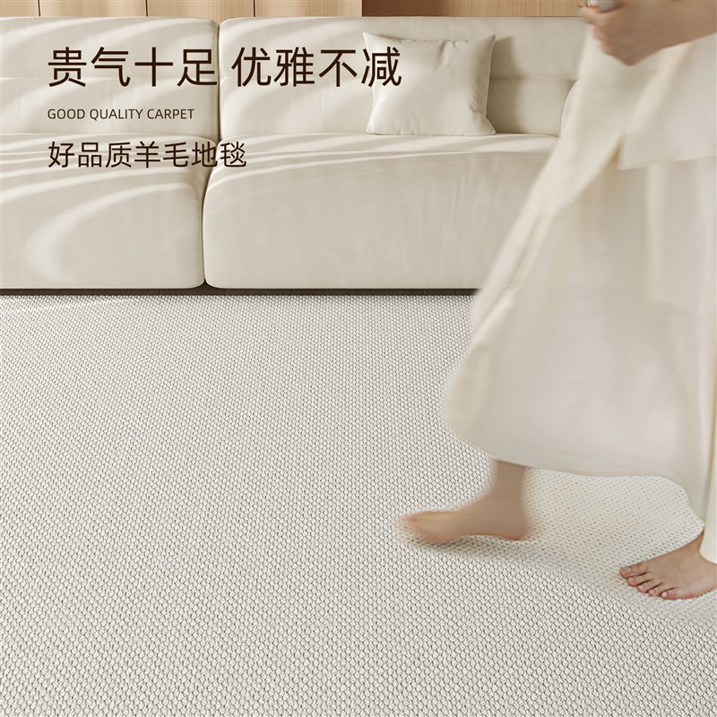 羊毛地毯客厅级感纯色沙发茶几大面积满铺卧室地垫