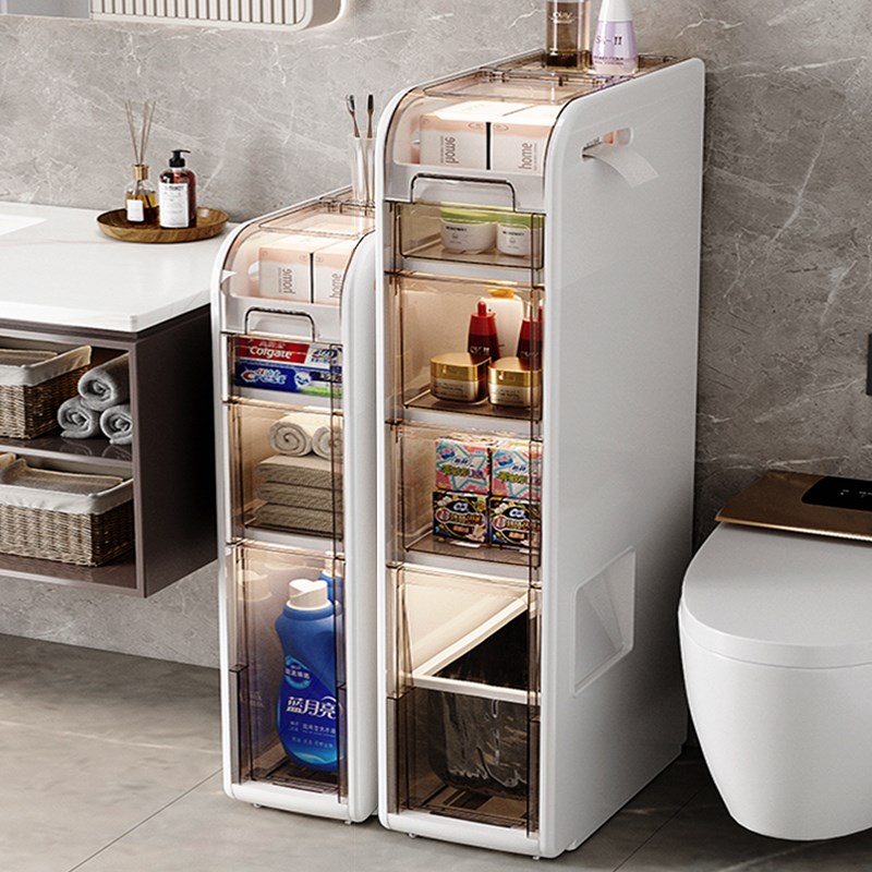 卫生间夹缝收纳柜浴室储物柜洗手间垃圾桶厕所马桶边窄缝隙置物架