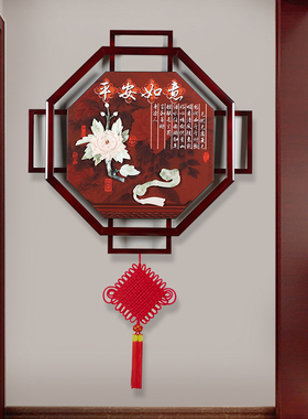 客厅沙发b背景墙玉雕装饰画新中式入户玄关走廊过道3d立体高端三