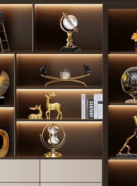 现代轻奢摆件客厅办公室酒柜书桌面家居装饰品红酒架软装搭配套装