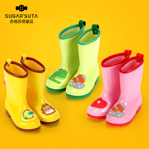 儿童雨鞋男女童卡通恐龙造型防水雨靴幼儿园学生胶鞋宝宝防滑水鞋