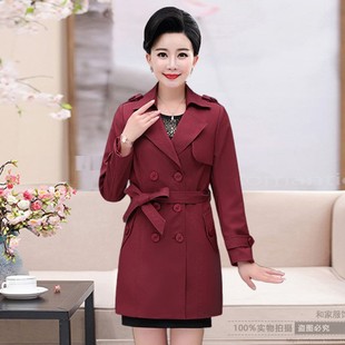 风衣女中b长款妈妈洋气春秋中老年女士外套中款气质中年修身上衣