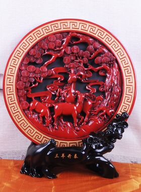 新中式家居摆件炭雕工艺品福客厅玄关酒柜装饰品乔迁新居商务礼品