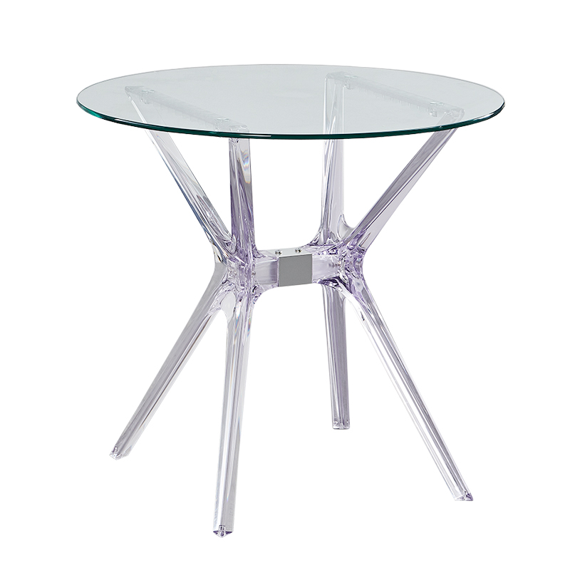 北欧玻璃餐桌现代简约小户型家用水晶桌子户外创意透明亚克力圆桌