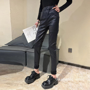 200斤b亮丝小脚铅笔裤大码外穿弹力百搭裤子胖妹妹加绒打底休闲裤